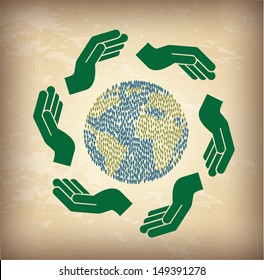 green people over vintage background vector illustration