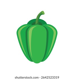 Green pepper bell icon in flat style. Fresh paprika vector illustration on isolated background. Healthy food sign business concept.