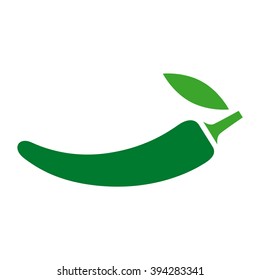Green pepper, chili. Vector icon on white background.