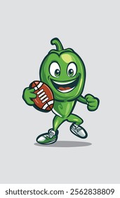  Green Pepper in hand football playign wold cup t shirt design