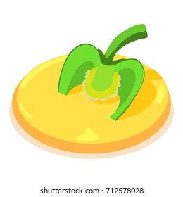 Green pepper icon. Isometric illustration of green pepper vector icon for web