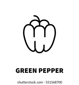 Green pepper icon or logo in modern line style. High quality black outline pictogram for web site design and mobile apps. Vector illustration on a white background.