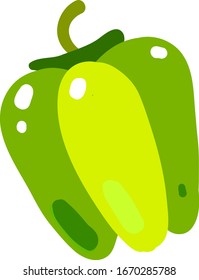 Pimienta verde, ilustración, vector sobre fondo blanco.