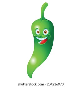 Green pepper smiling face expression cartoon character