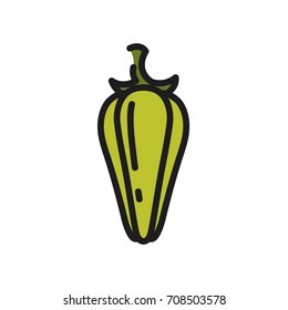 Green pepper. Vector icon