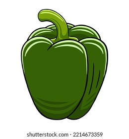 Green Pepper in Vector Style Illustration