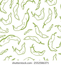 Padrão sem emenda de pimentões verdes. Pimentos quentes picantes no fundo branco.