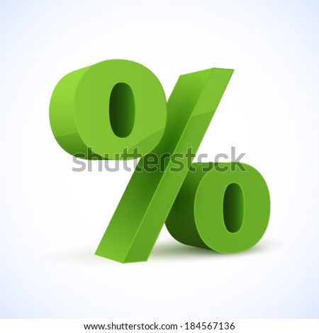 Green percent sign. Vector illustration.