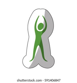 green person stretching icon, vector illustraction design image