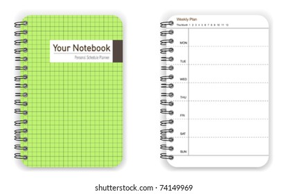 Green personal schedule planner notebook