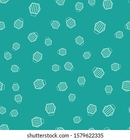 Green Pet carry case icon isolated seamless pattern on green background. Carrier for animals, dog and cat. Container for animals. Animal transport box.  Vector Illustration