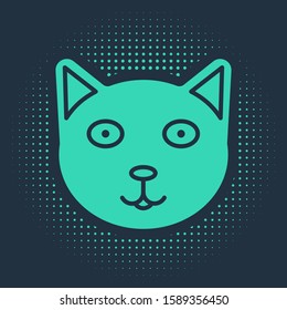 Green Pet icon isolated on blue background. Abstract circle random dots. Vector Illustration