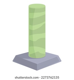 Green pet tower icon cartoon vector. Cat post. Kitty playful