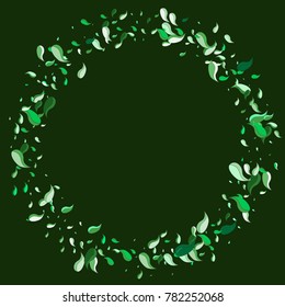 Green petals on a green background. Watercolor. Green leaves. Pattern. Floral. Nature. Greenery. Frame of foliage. Vector illustration. Placer of leaves. Confetti made from leaves.