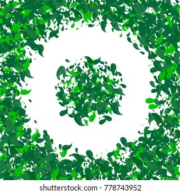 Green petals on a white background. Watercolor. Green leaves. Pattern. Floral. Nature. Greenery. Spring. Frame of foliage. Vector illustration. Placer of leaves. Confetti made from leaves. Floral.
