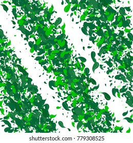 Green petals on a white background. Watercolor. Green leaves. Pattern. Floral. Nature. Greenery. Spring. Frame of foliage. Vector illustration. Placer of leaves. Confetti made from leaves. Floral.