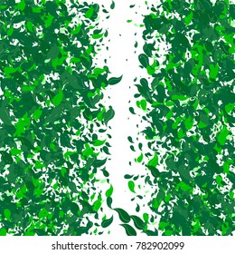 Green petals on a white background. Watercolor. Green leaves. Floral. Nature. Greenery. Spring. Frame of foliage. Vector illustration. Placer of leaves. Confetti made from leaves. Floral.