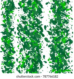 Green petals on a white background. Watercolor. Green leaves. Floral. Nature. Greenery. Spring. Frame of foliage. Vector illustration. Placer of leaves. Confetti made from leaves. Floral.