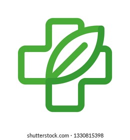 Green pharmacy. Flat line concept sign.