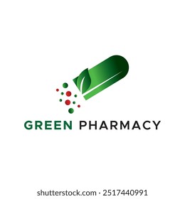 GRÜNE APOTHEKE LOGO DESIGN. PHARMAZEUTISCHES VEKTORLOGO-DESIGN. 