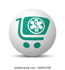 Green Pharmacy Store icon on white sphere