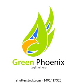green phoenix logo is a simple logo, like a phoenix bird in a simple green colors, suitable for various needs of your company or business logo,