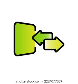green phone arrows. Mobile phone vector. Smartphone vector icon. Telephone sign. Call symbol. Vector illustration. Stock image. 
