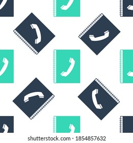 Green Phone book icon isolated seamless pattern on white background. Address book. Telephone directory. Vector.