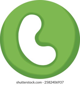 Green phone button icon on transparent background