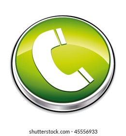 Green phone button. Vector illustration.