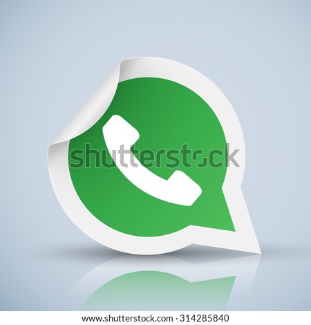 Green phone handset in speech bubble icon
