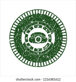 Green phone icon inside rubber stamp