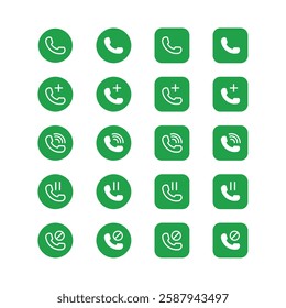 Green phone icons Telephone and Communication Line Icons,Phone icon set , mobile symbol isolated,call hold ,call black,ringing