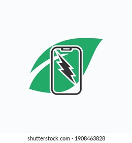 Green Phone logo designs  Nature Technology logo template vector