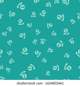 Green Phone and speech bubble with text Buy icon isolated seamless pattern on green background. Online buying symbol. Supermarket basket symbol.  Vector Illustration