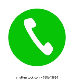 Green phone vector icon on white background.