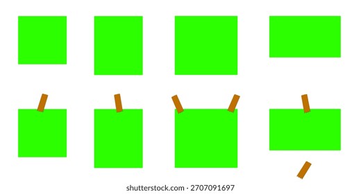 Green Photo Frames with Clips Isolated on White Background