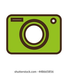 Green photographic camera isolated flat icon, vector illustration graphic.