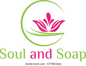 Green and pibnkLuxury Beauty soap design concept . 