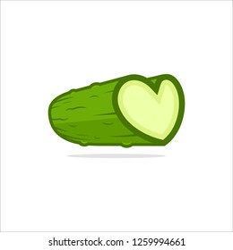 green pickle with heart shape logo design vector 