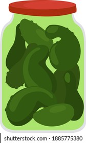 Green pickles , illustration, vector on white background