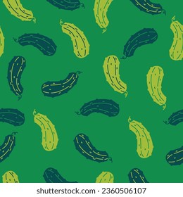 Green pickles seamless pattern. Vector illustration.