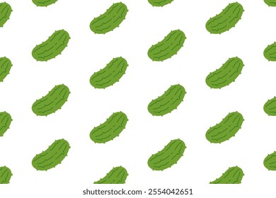 green pickles vegetable pattern on white background. cucumber flat vector seamless pattern background. pickled cucumber seamless pattern. seamless pattern of pickled homemade cucumber background