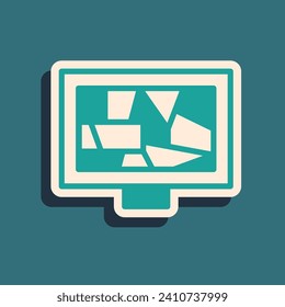 Green Picture art icon isolated on green background. Long shadow style. Vector