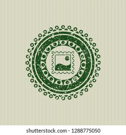 Green picture icon inside distress rubber stamp