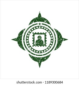 Green picture icon inside distressed grunge seal