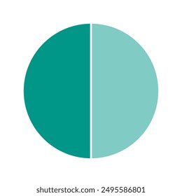 Green pie chart with 2 parts chart, 2 circle section for business presentation concept. Overall for marketing and education goal vector.