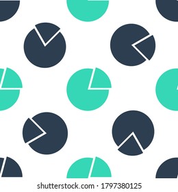 Green Pie chart infographic icon isolated seamless pattern on white background. Presentation graph sign. Diagram chart sign. Market analytics symbol. Vector.