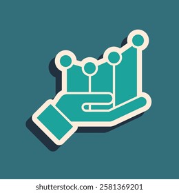 Green Pie chart infographic icon isolated on green background. Diagram chart sign. Long shadow style. Vector Illustration