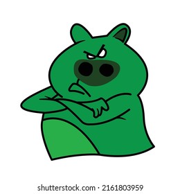 green pig cartoon character is upset